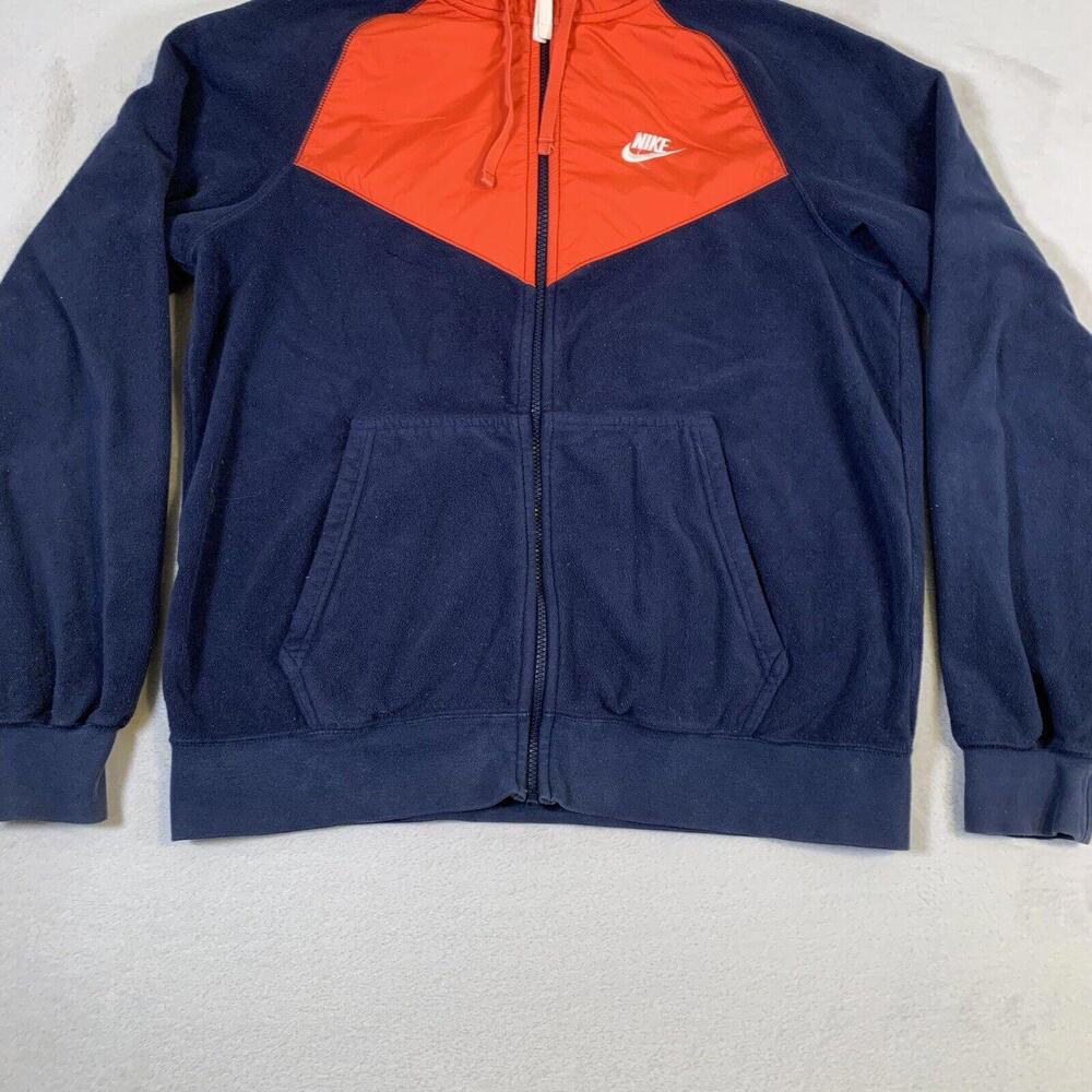 Nike Sportswear Windrunner Full Zip Fleece Jacket Mens Medium Blue Red Hooded B3 - Picture 9 of 15
